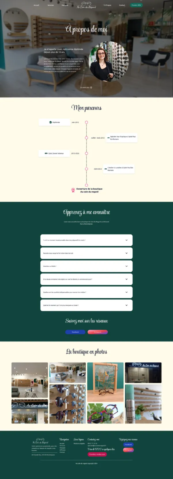 Page Secondaire de Au coin du regard